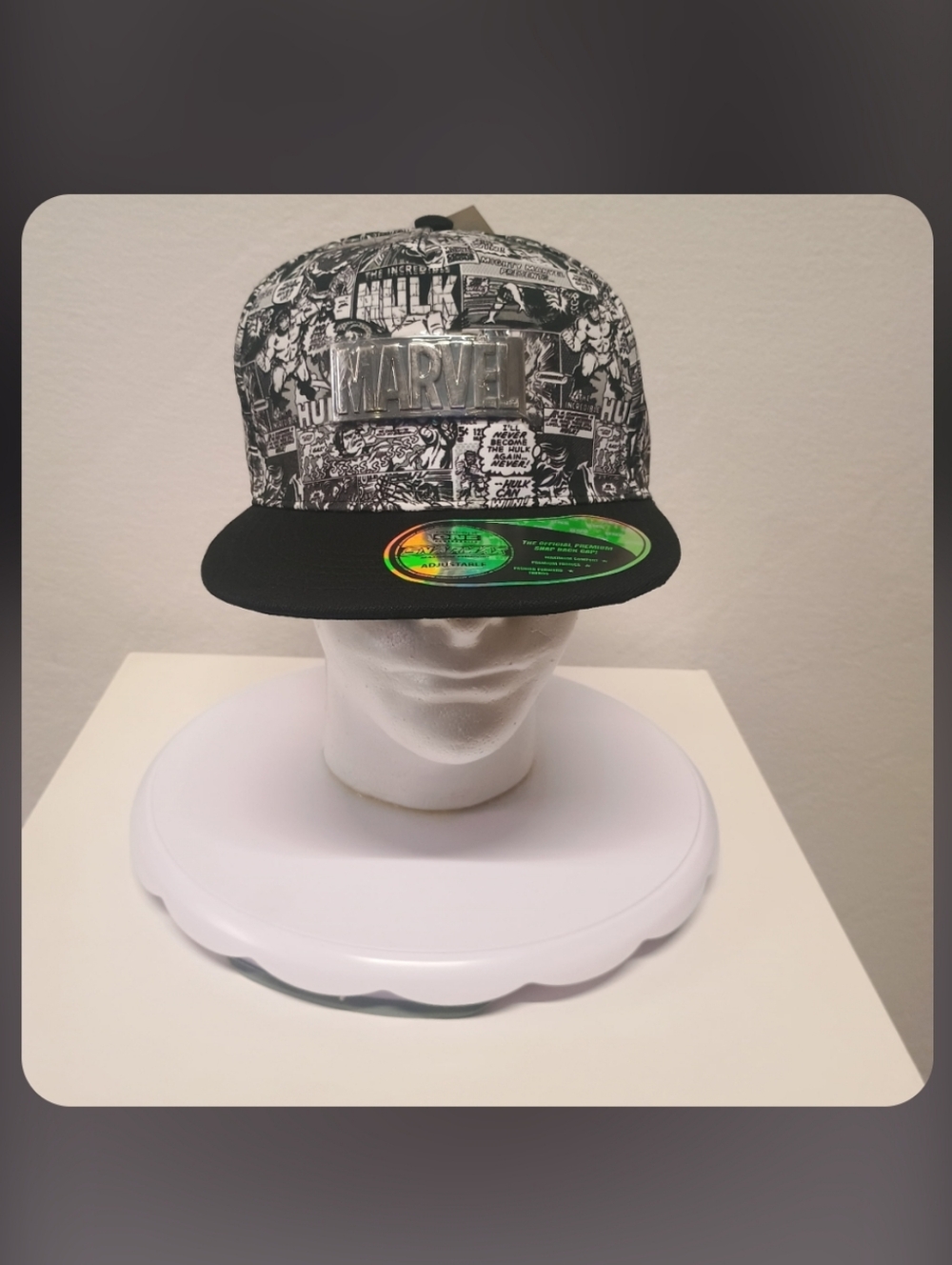 Marvel Black & White Comic Plate Snapback Hat